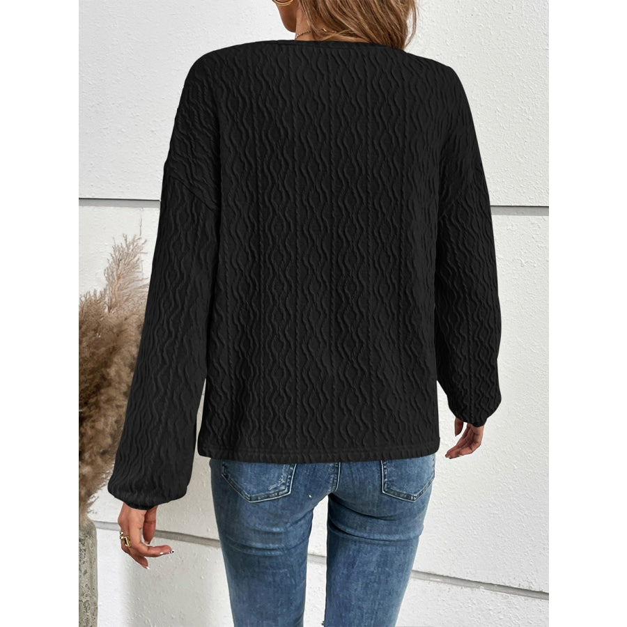 Half Button Long Sleeve Top