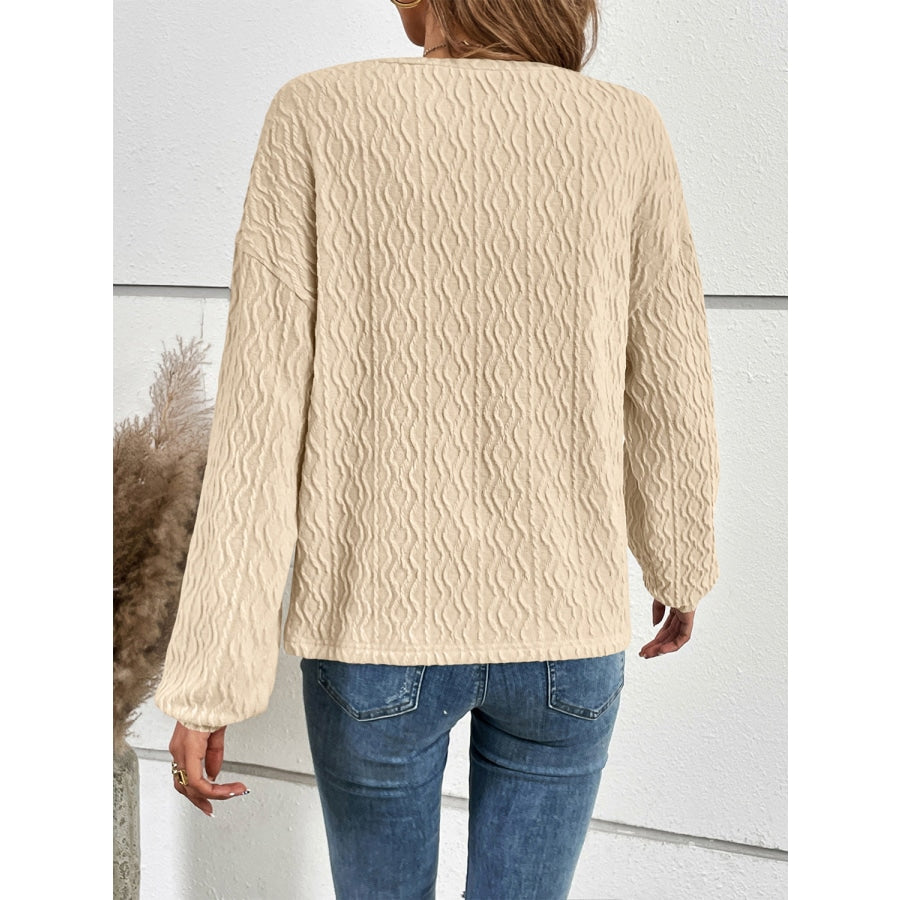 Half Button Long Sleeve Top