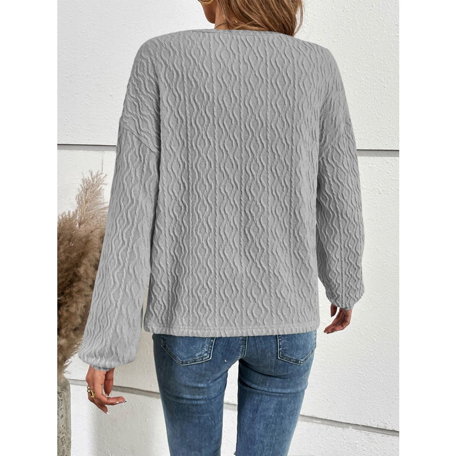 Half Button Long Sleeve Top