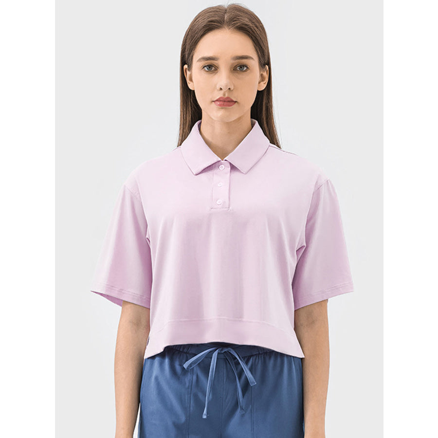 Half Button Short Sleeve Active T-Shirt Apparel and Accessories