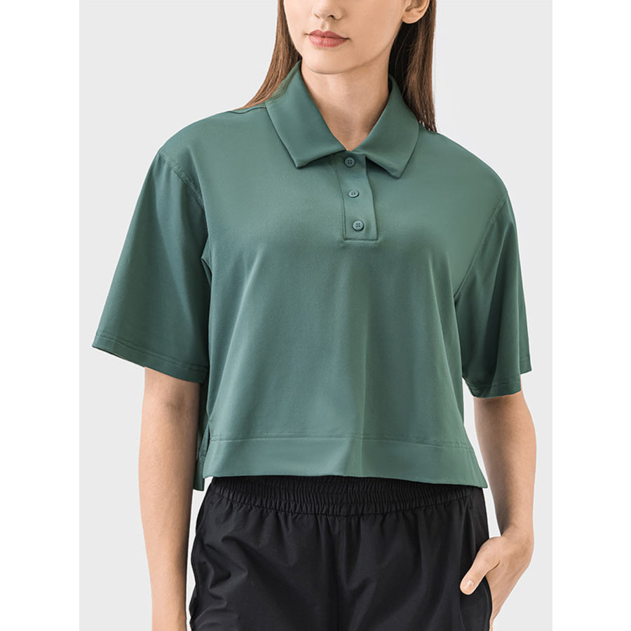 Half Button Short Sleeve Active T-Shirt Apparel and Accessories