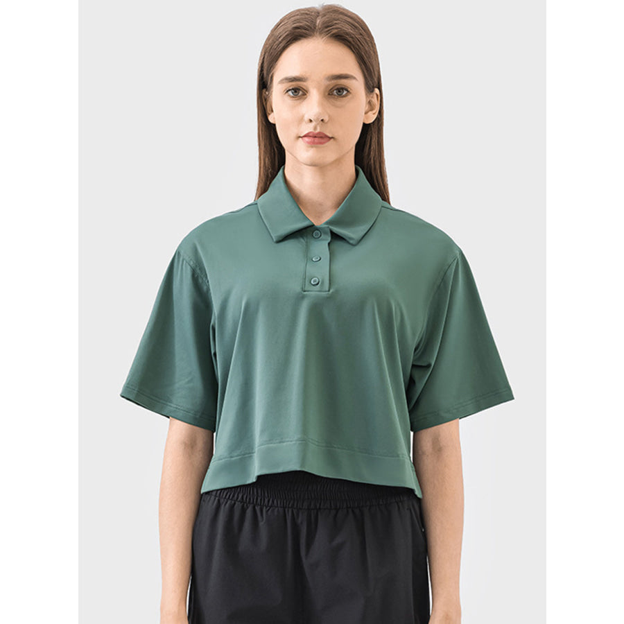 Half Button Short Sleeve Active T-Shirt Apparel and Accessories