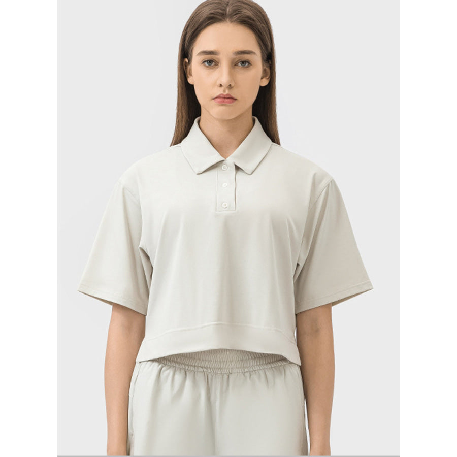 Half Button Short Sleeve Active T-Shirt Apparel and Accessories