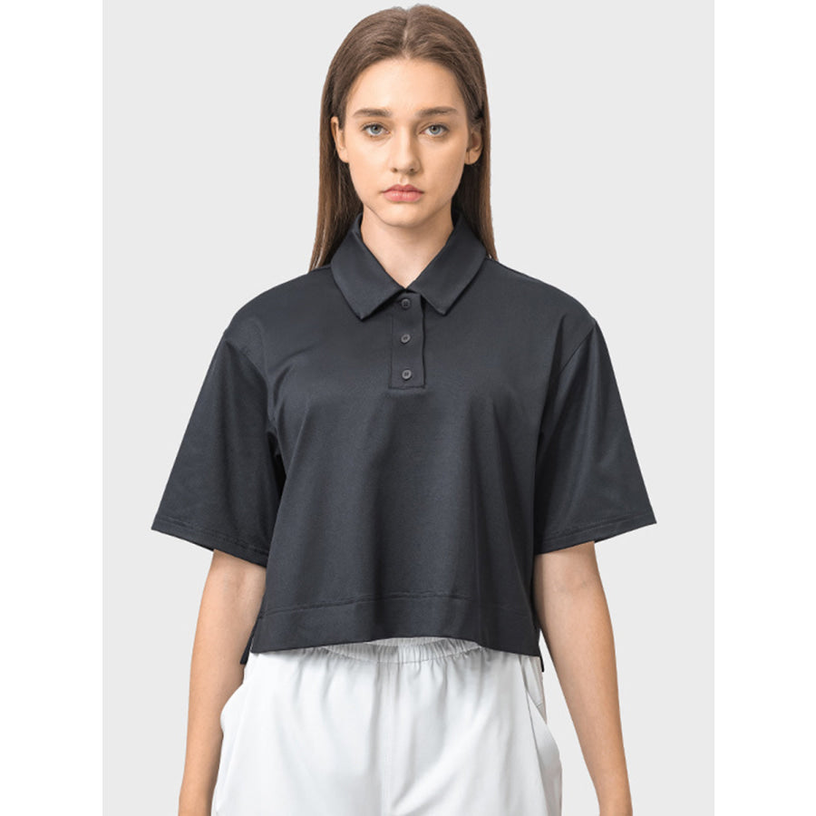 Half Button Short Sleeve Active T-Shirt Apparel and Accessories