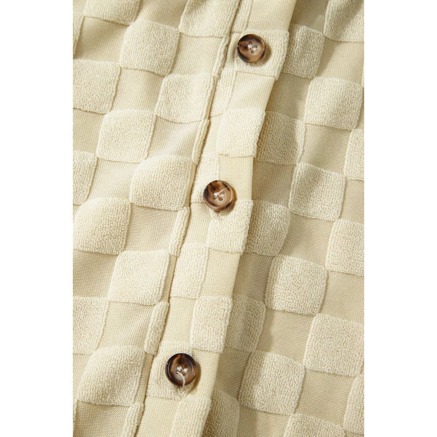 Half Buttons Sleeveless Wide Leg Textured Jumpsuit Apparel and Accessories