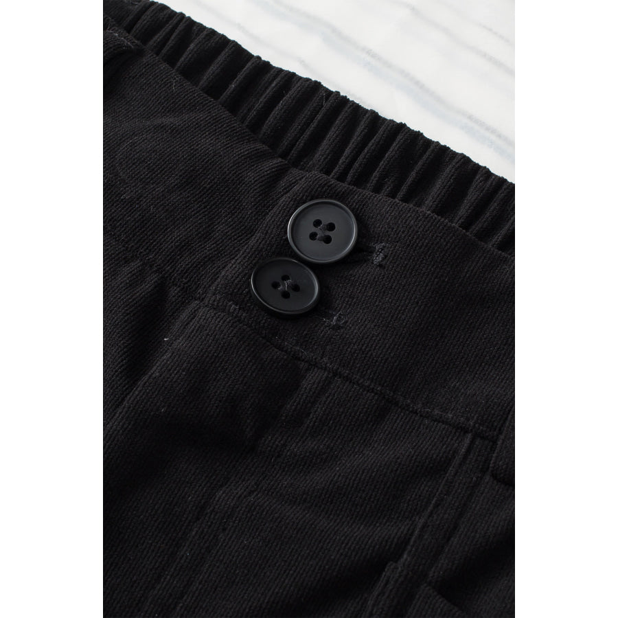 Half Elastic Waist Straight Pants Apparel and Accessories