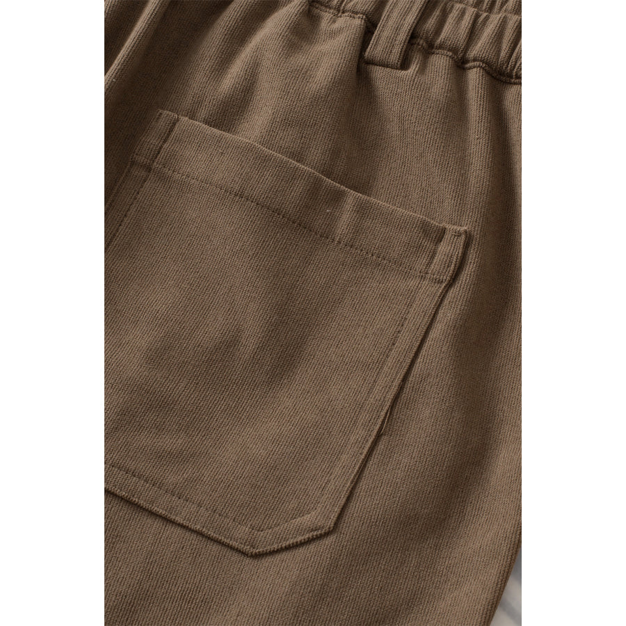 Half Elastic Waist Straight Pants Apparel and Accessories