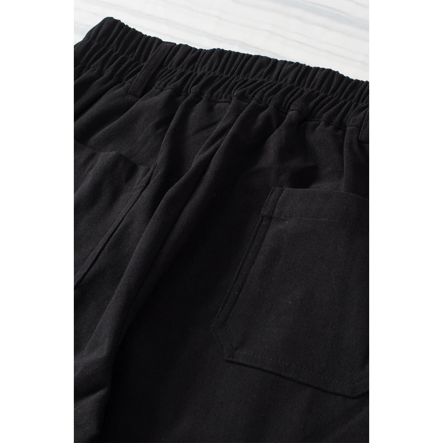 Half Elastic Waist Straight Pants Apparel and Accessories