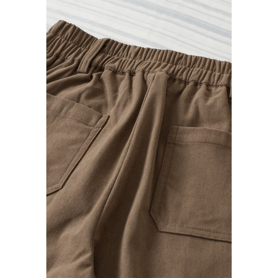 Half Elastic Waist Straight Pants Apparel and Accessories