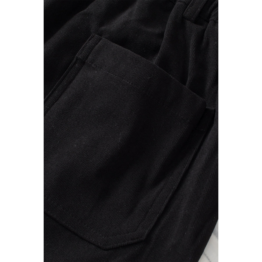 Half Elastic Waist Straight Pants Apparel and Accessories