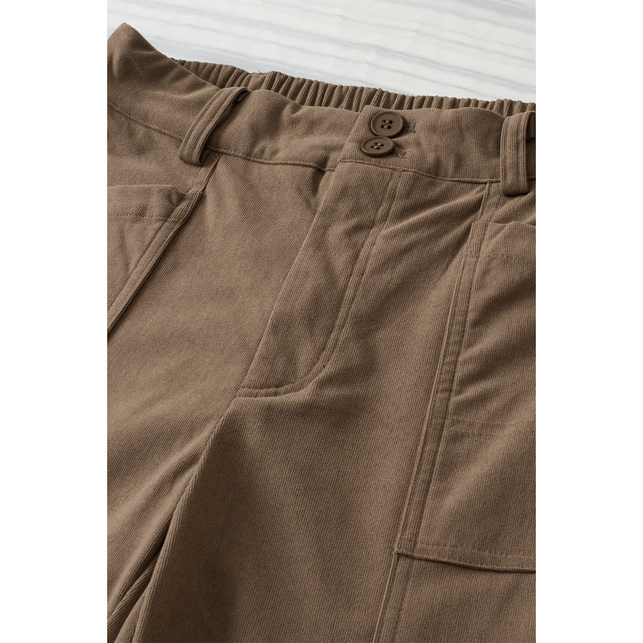 Half Elastic Waist Straight Pants Apparel and Accessories