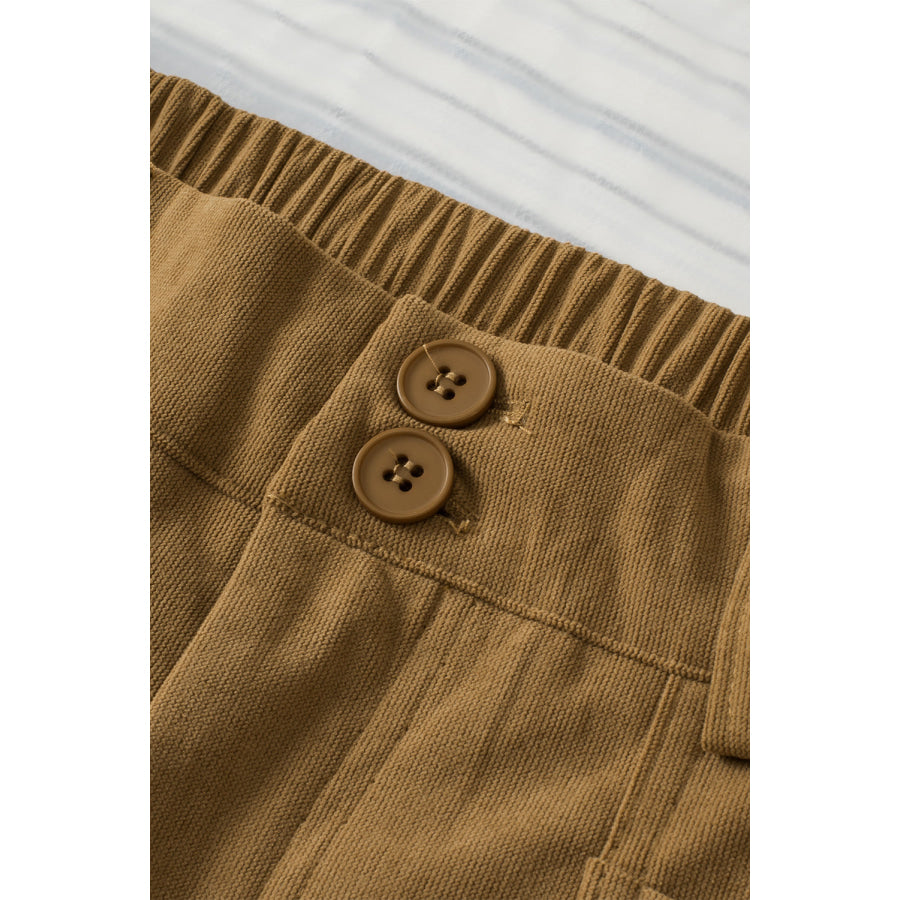 Half Elastic Waist Straight Pants Apparel and Accessories