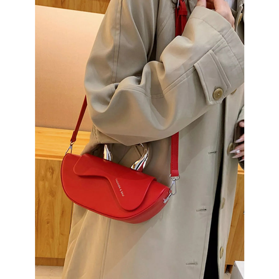 Half-Moon Crossbody Bag with Handle Red / ONESIZE Apparel and Accessories
