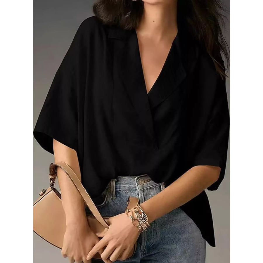 Half Sleeve Oversized Blouse Black / S Apparel and Accessories