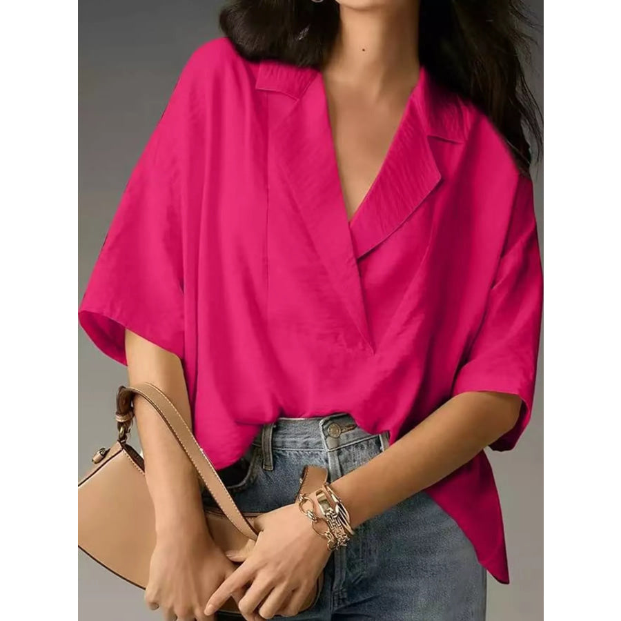 Half Sleeve Oversized Blouse Deep Pink / S Apparel and Accessories