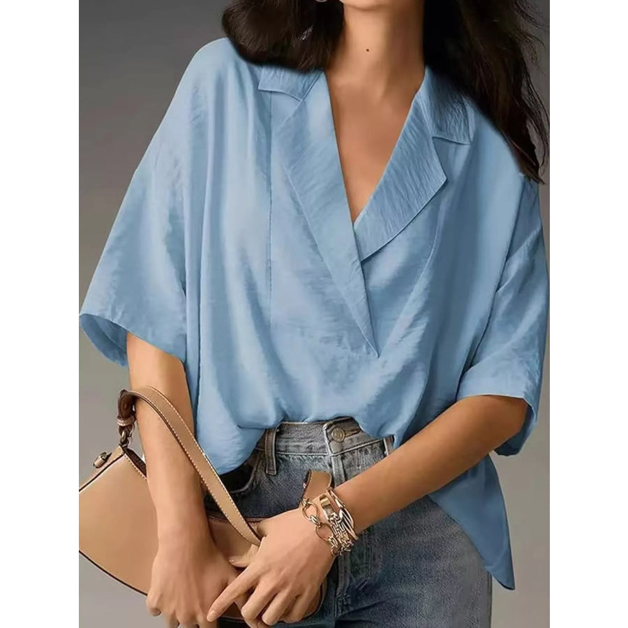 Half Sleeve Oversized Blouse Sky Blue / S Apparel and Accessories