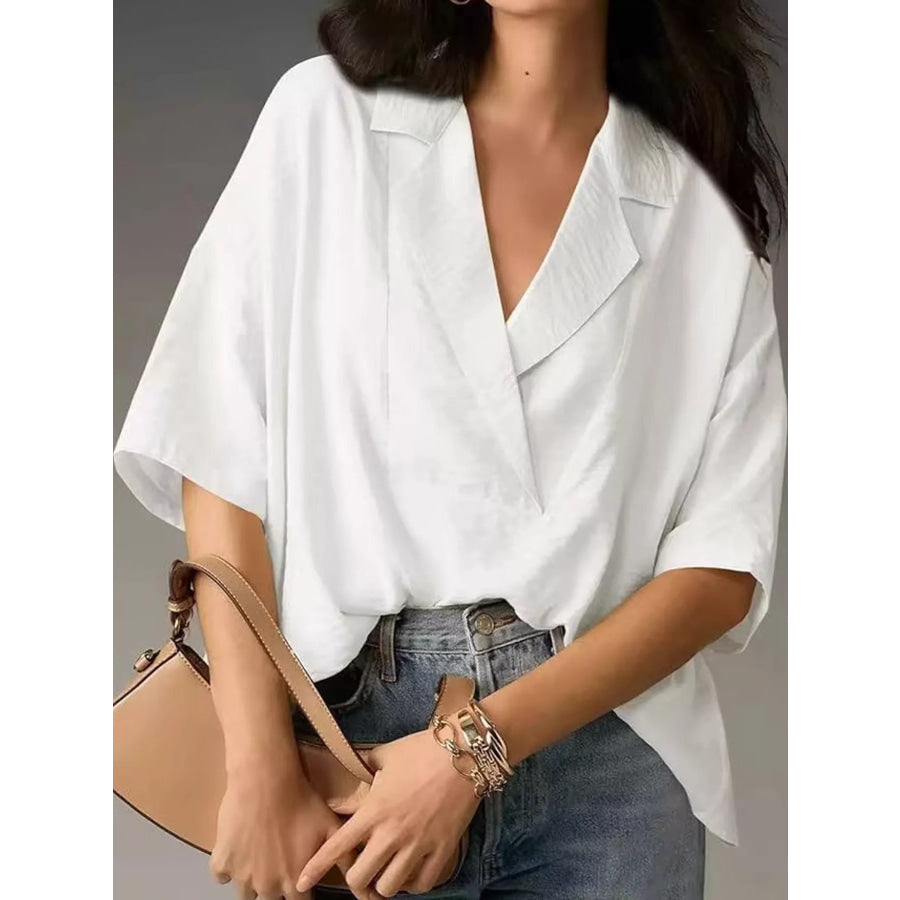 Half Sleeve Oversized Blouse White / S Apparel and Accessories