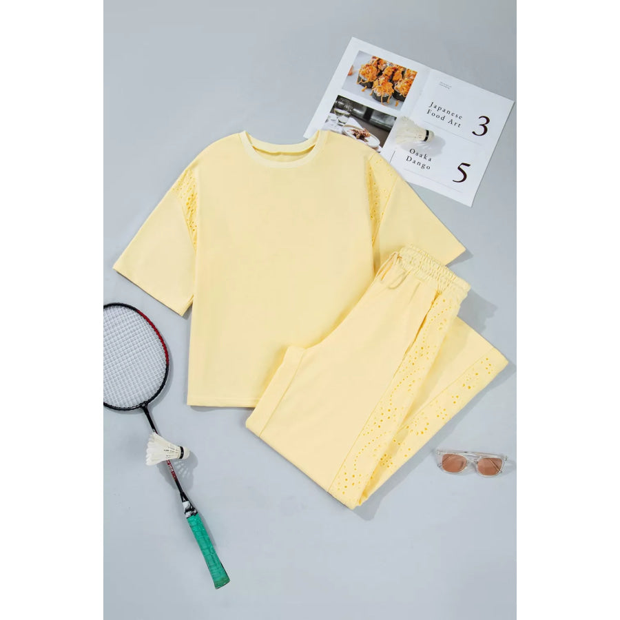 Half Sleeve Top and Drawstring Pants Set Apparel and Accessories