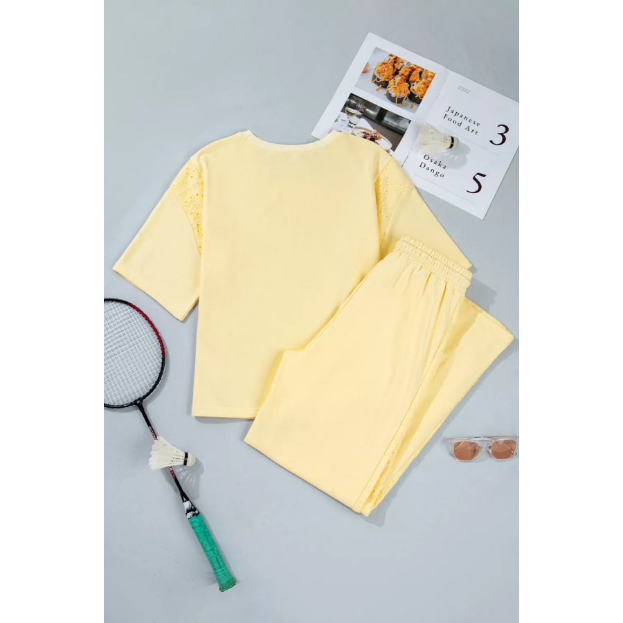Half Sleeve Top and Drawstring Pants Set Apparel and Accessories