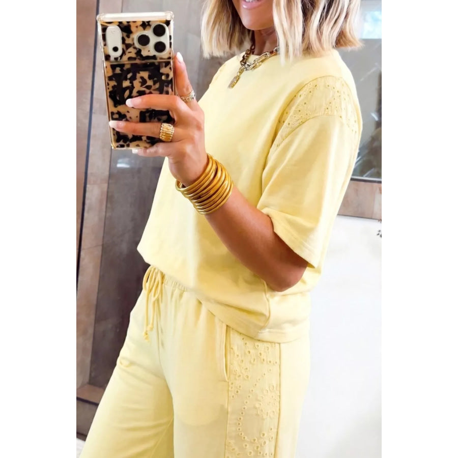 Half Sleeve Top and Drawstring Pants Set Apparel and Accessories