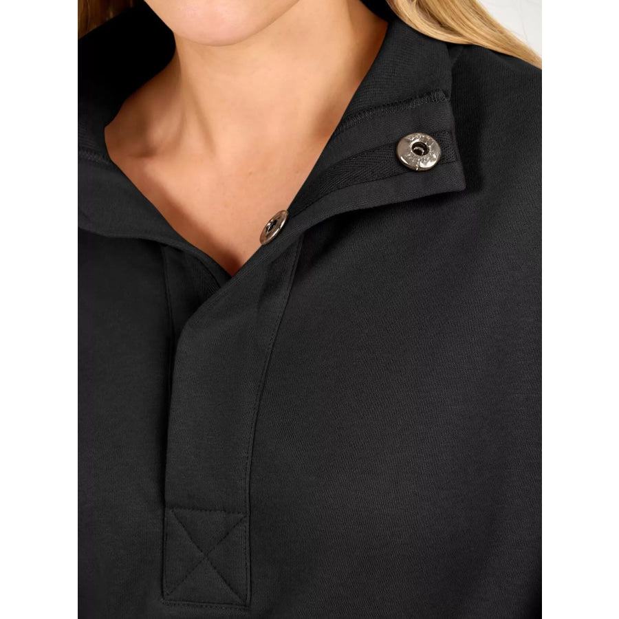 Half Snap Dropped Shoulder Sweatshirt Apparel and Accessories