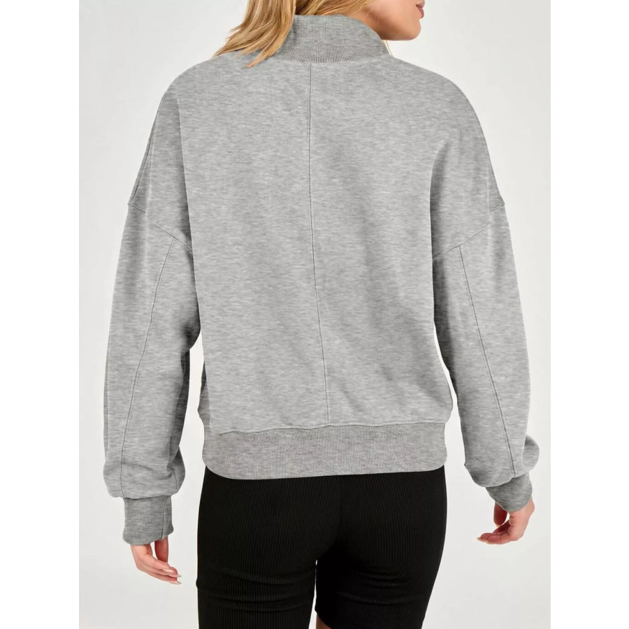 Half Snap Dropped Shoulder Sweatshirt Apparel and Accessories