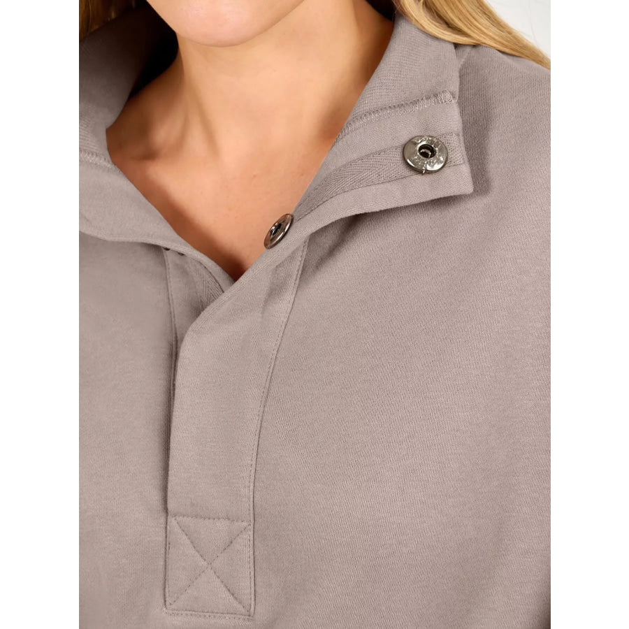 Half Snap Dropped Shoulder Sweatshirt Apparel and Accessories