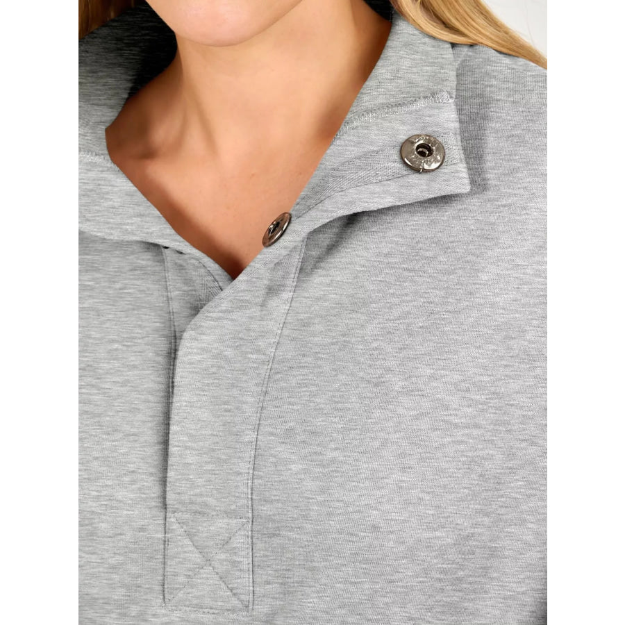 Half Snap Dropped Shoulder Sweatshirt Apparel and Accessories