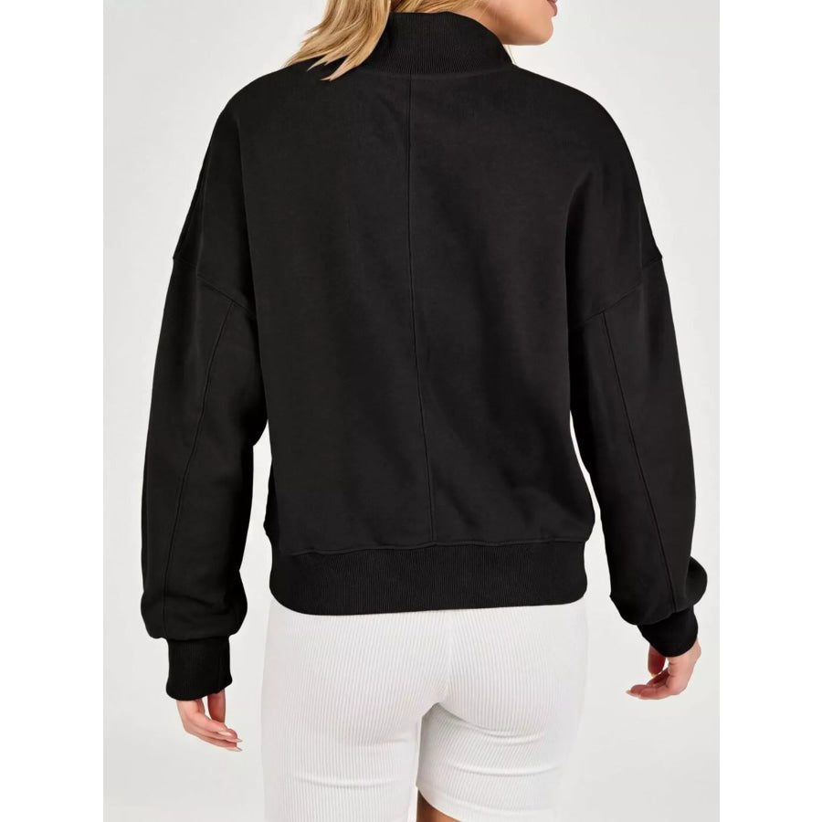 Half Snap Dropped Shoulder Sweatshirt Apparel and Accessories