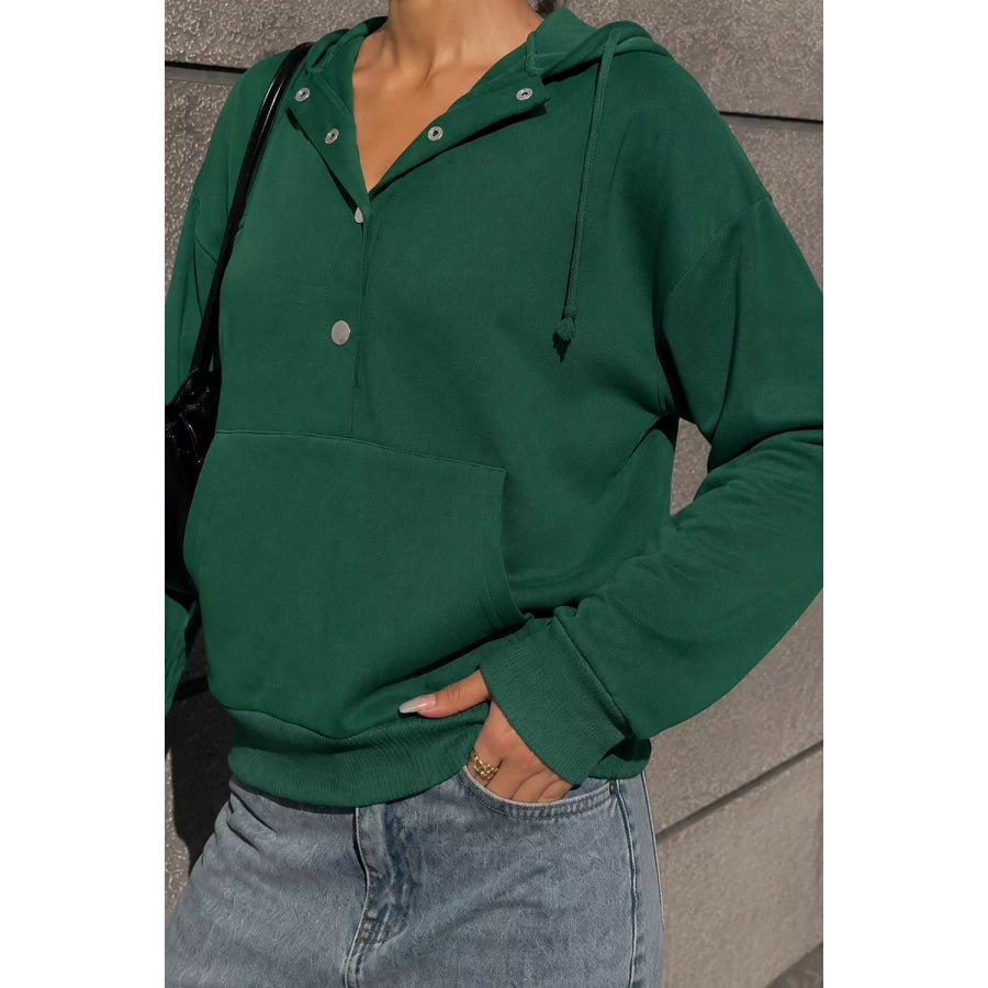 Half Snap Kangaroo Pocket Hoodie Apparel and Accessories