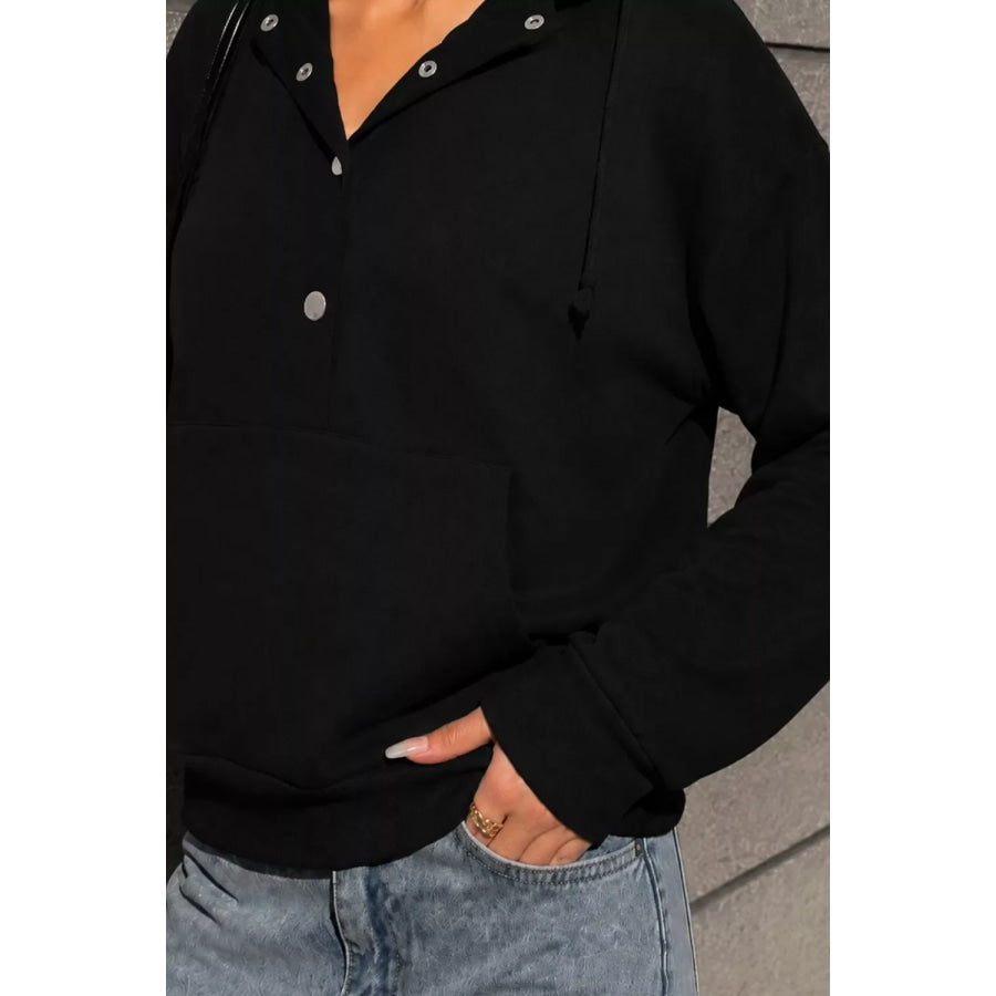 Half Snap Kangaroo Pocket Hoodie Apparel and Accessories