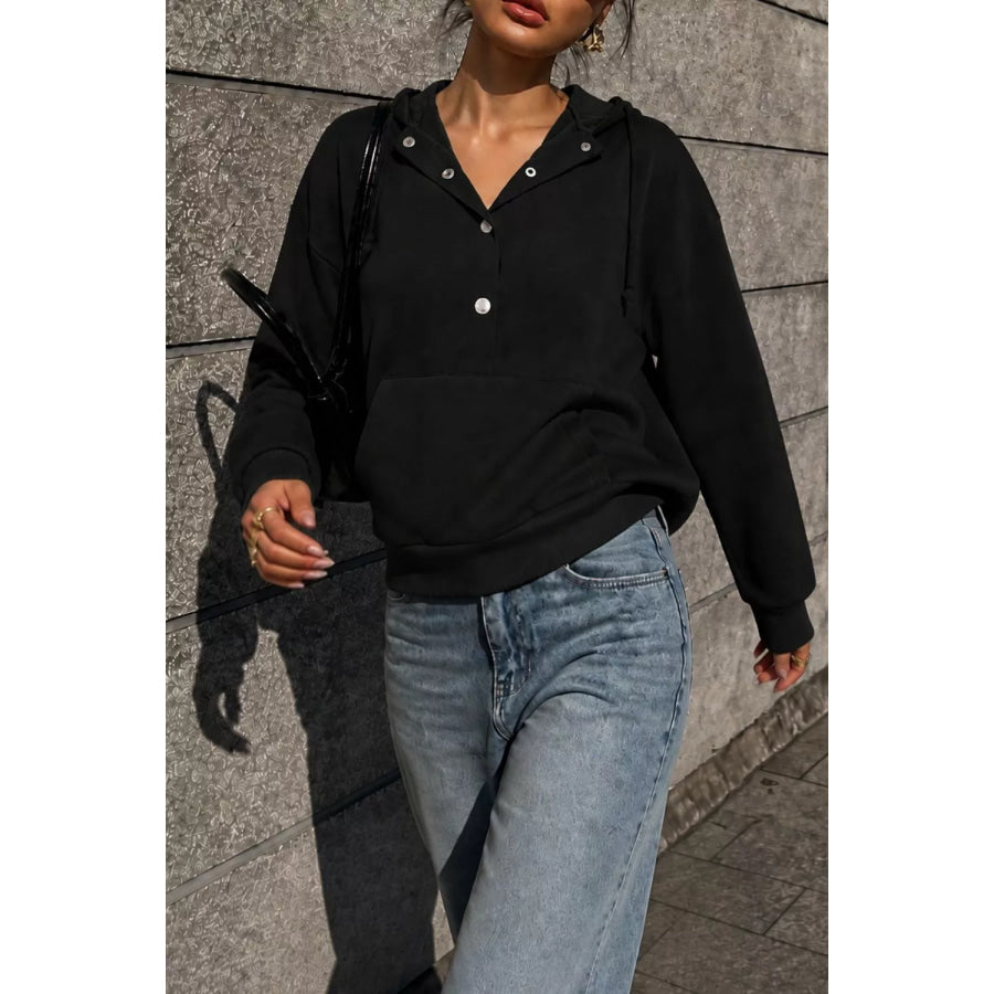 Half Snap Kangaroo Pocket Hoodie Apparel and Accessories