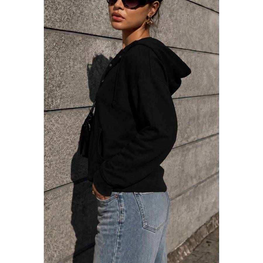 Half Snap Kangaroo Pocket Hoodie Apparel and Accessories