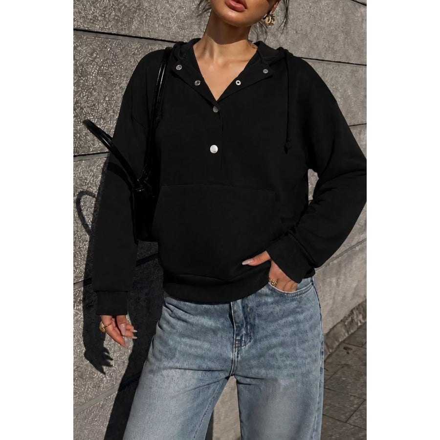 Half Snap Kangaroo Pocket Hoodie Apparel and Accessories