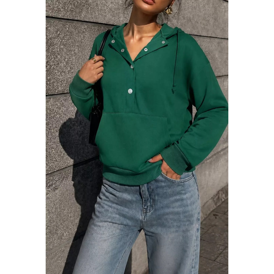 Half Snap Kangaroo Pocket Hoodie Apparel and Accessories