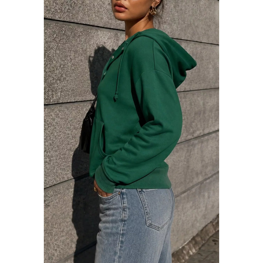 Half Snap Kangaroo Pocket Hoodie Apparel and Accessories