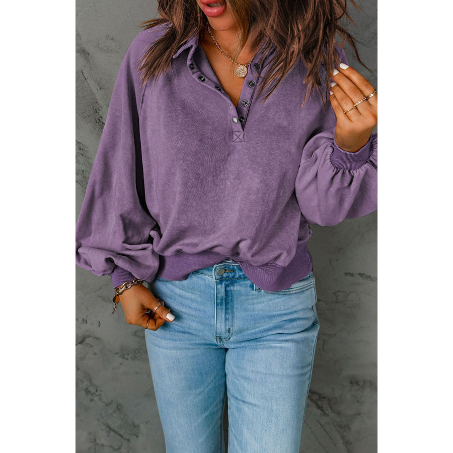 Half Snap Long Sleeve Sweatshirt Apparel and Accessories