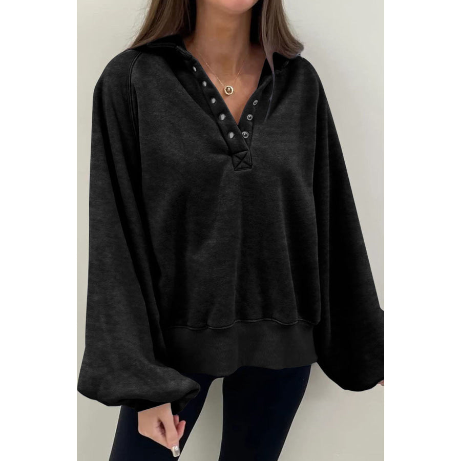 Half Snap Long Sleeve Sweatshirt Apparel and Accessories