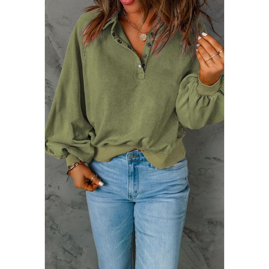Half Snap Long Sleeve Sweatshirt Apparel and Accessories