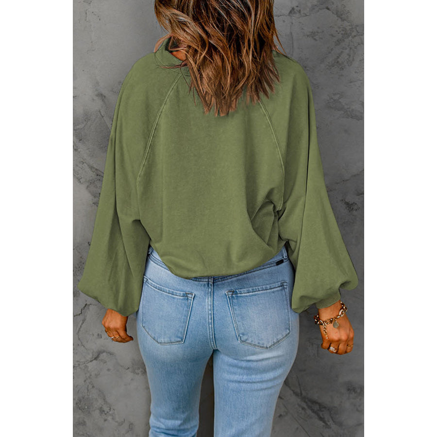 Half Snap Long Sleeve Sweatshirt Apparel and Accessories