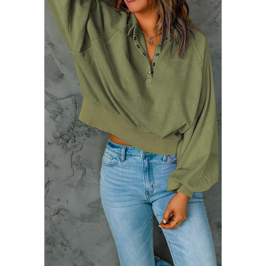 Half Snap Long Sleeve Sweatshirt Apparel and Accessories