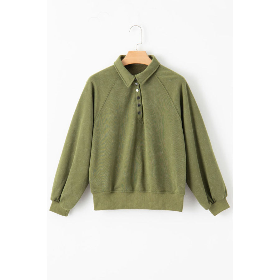Half Snap Long Sleeve Sweatshirt Apparel and Accessories