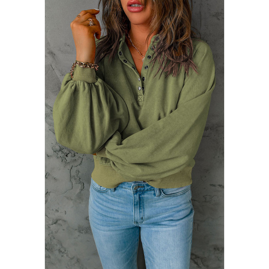 Half Snap Long Sleeve Sweatshirt Apparel and Accessories