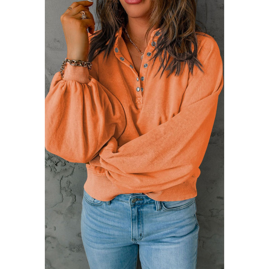 Half Snap Long Sleeve Sweatshirt Apparel and Accessories