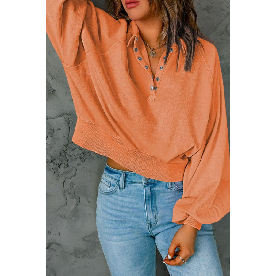 Half Snap Long Sleeve Sweatshirt Apparel and Accessories