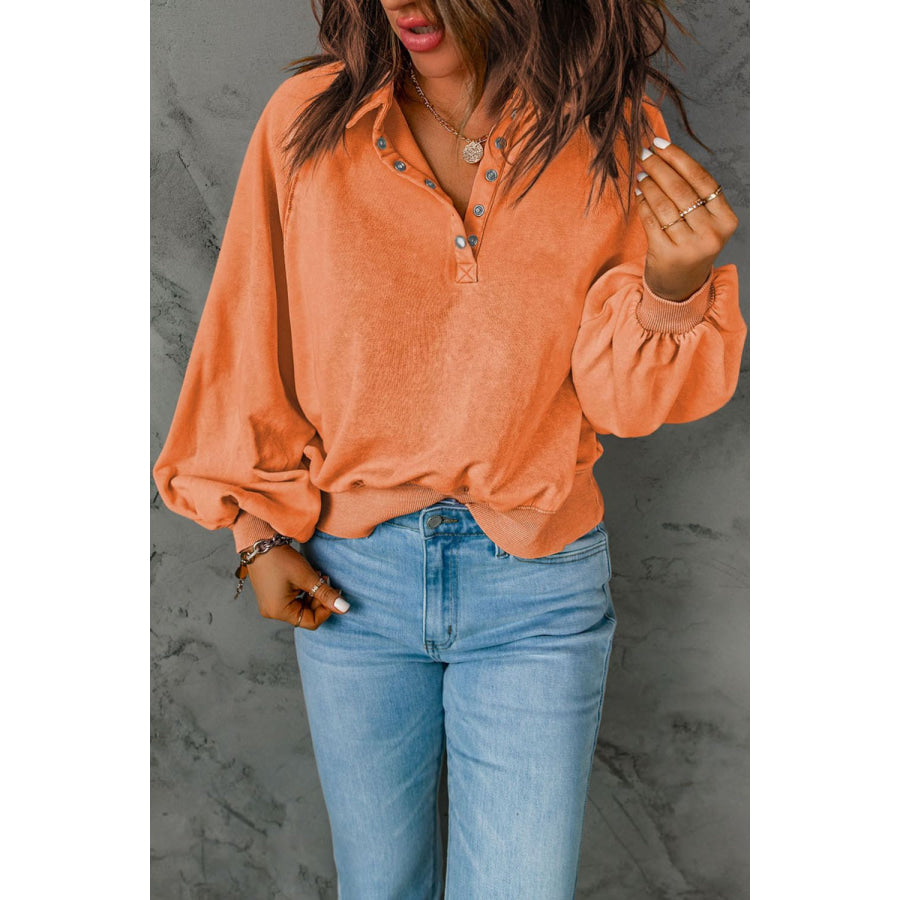 Half Snap Long Sleeve Sweatshirt Apparel and Accessories