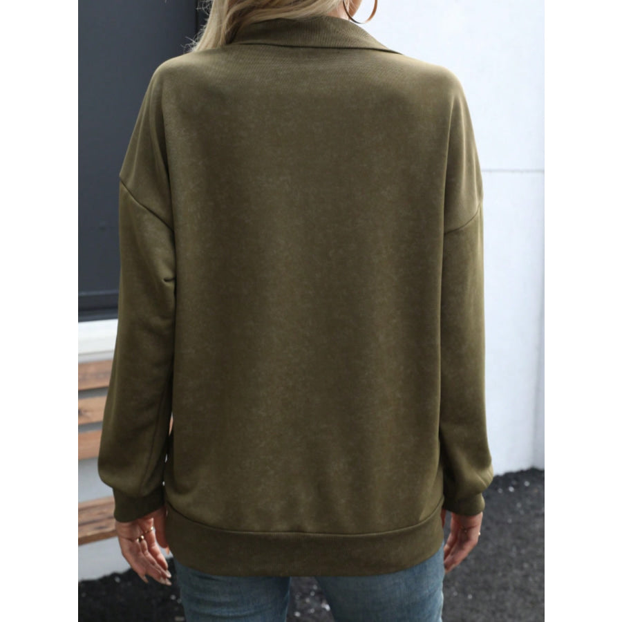 Half Snap Long Sleeve Sweatshirt Apparel and Accessories