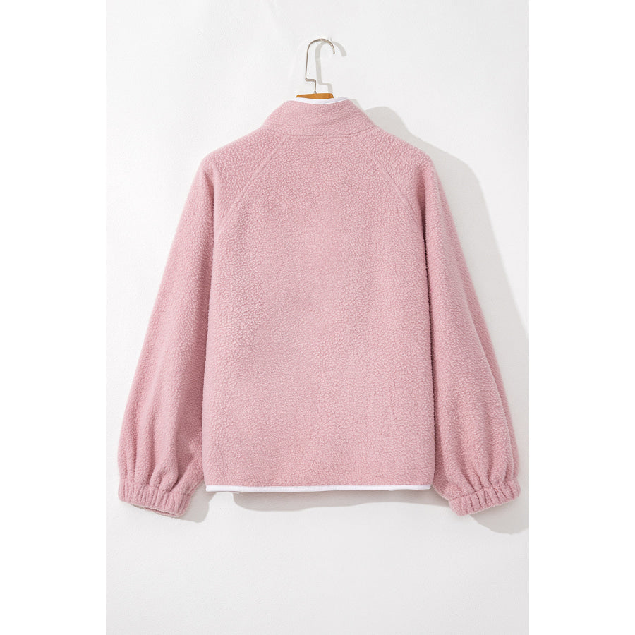 Half Snap Long Sleeve Sweatshirt with Side Slit Pockets Apparel and Accessories