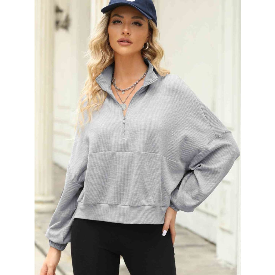 Half-Zip Collared Sweatshirt