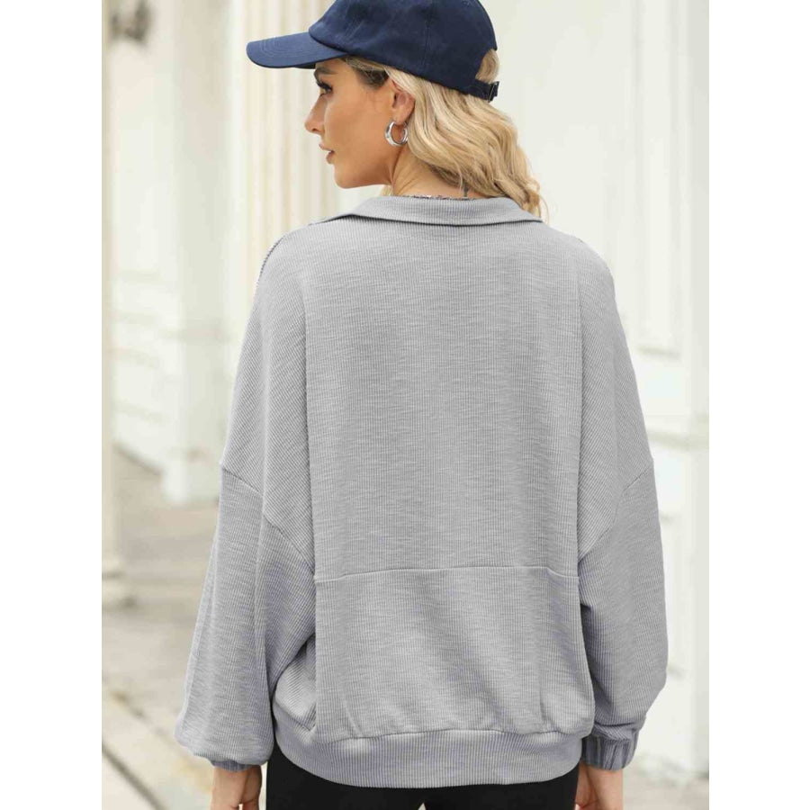 Half-Zip Collared Sweatshirt